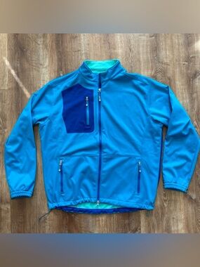 Peter Millar Gale Force Performance Golf Jacket Mens XL Blue Fleece Lined Soft
